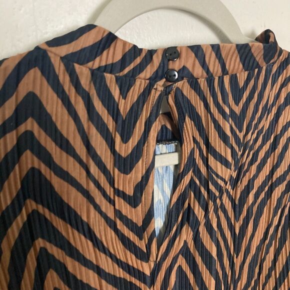 Vero Moda Wilhelmina Plisse Top Chocolate Torte Stripe Print Women's Size Small - Picture 10 of 10
